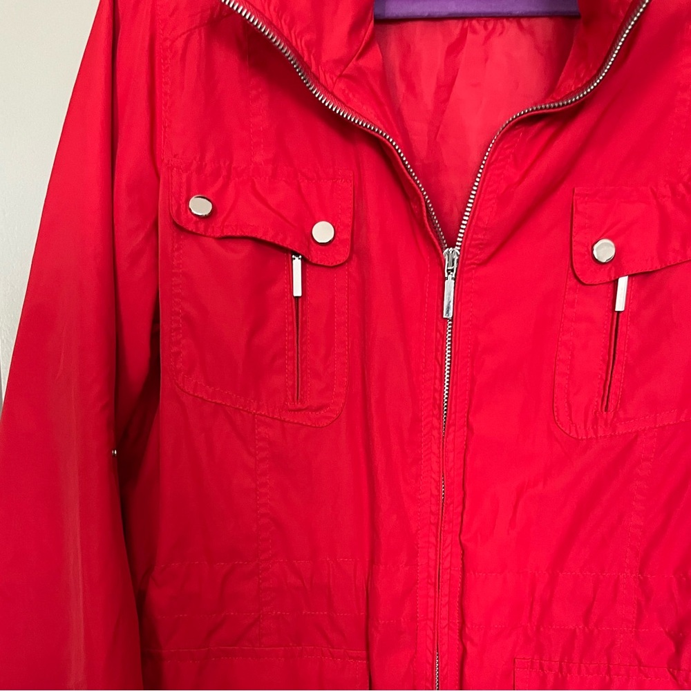 Red Rain Jacket with hidden hood - Picture 2 of 9